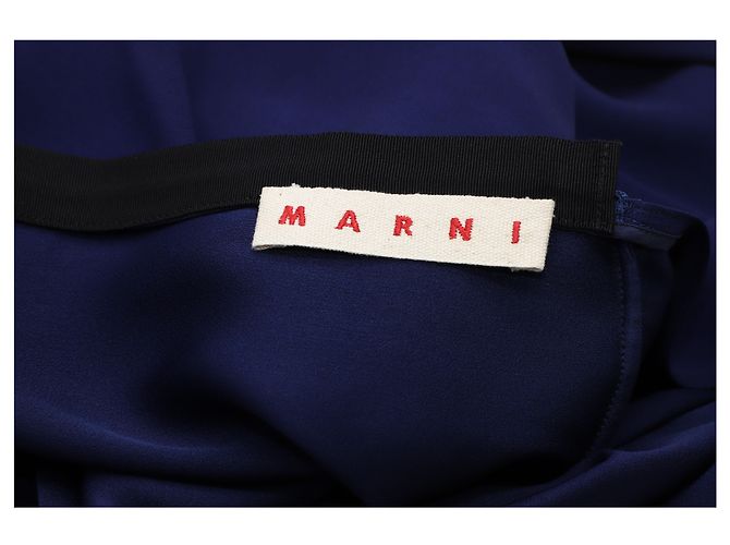 VESTIDO ASIMETRICO CON LAZO DE MARNI EN VISCOSA AZUL Azul marino - vista 4