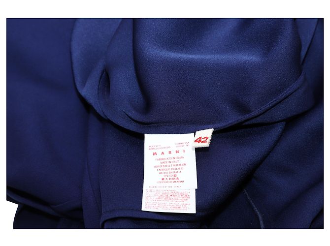 VESTIDO ASIMETRICO CON LAZO DE MARNI EN VISCOSA AZUL Azul marino - vista 5