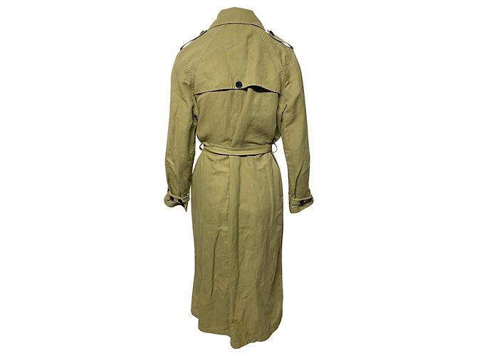 Robert Rodriguez Trenchcoat mit gefütterter Brust und Bindegürtel aus brauner Baumwolle - Ansicht 2