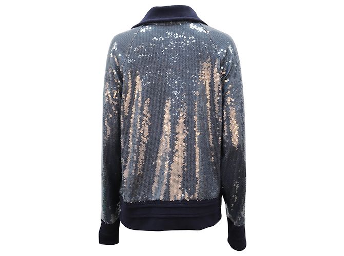 Chanel 2008 Bomberjacke mit Pailletten aus blauem Polyester - Ansicht 2