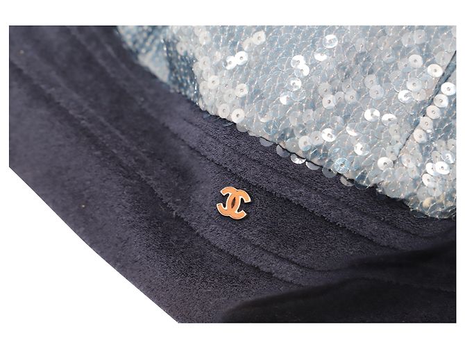 Chanel 2008 Bomberjacke mit Pailletten aus blauem Polyester - Ansicht 3