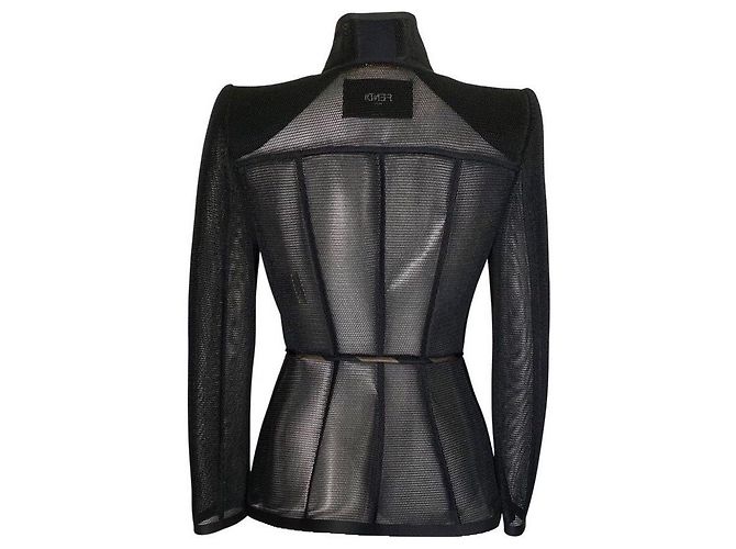 Zucca Fendi micro-mesh jacket in black structured net - view 2