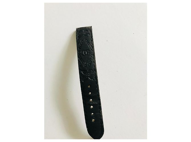 Chanel Pulseira de relógio de couro CC Preto Hardware prateado - vista 11
