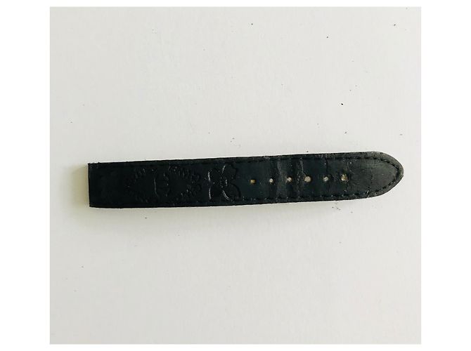 Chanel Pulseira de relógio de couro CC Preto Hardware prateado - vista 8