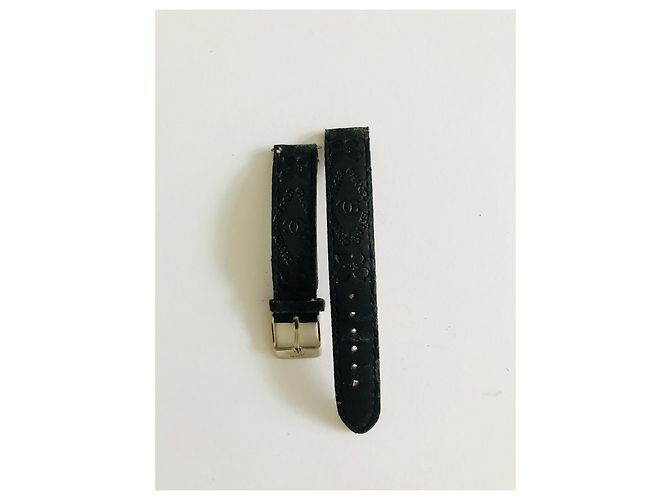 Chanel Pulseira de relógio de couro CC Preto Hardware prateado - vista 9