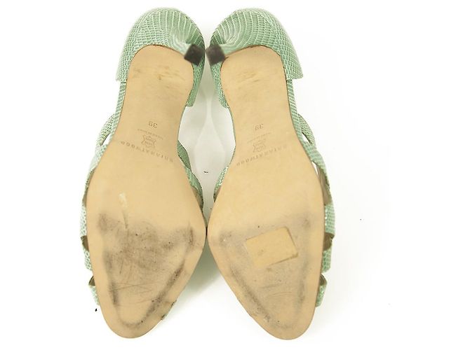 Brian Atwood Hellblaue Eidechsenleder High Heel Open Toe & Side Pumps Schuhe 39 - Ansicht 3