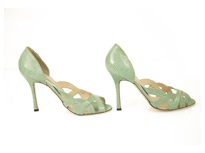 Brian Atwood Hellblaue Eidechsenleder High Heel Open Toe & Side Pumps Schuhe 39 - Ansicht 5
