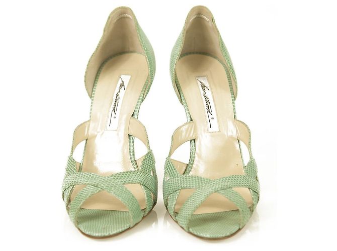 Brian Atwood Hellblaue Eidechsenleder High Heel Open Toe & Side Pumps Schuhe 39 - Ansicht 6