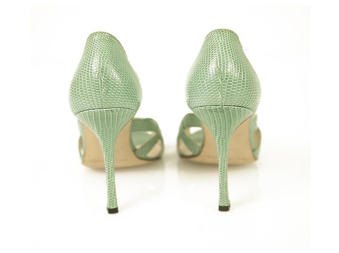 Brian Atwood Hellblaue Eidechsenleder High Heel Open Toe & Side Pumps Schuhe 39 - Ansicht 7