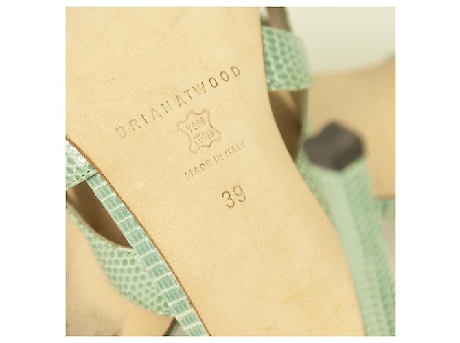 Brian Atwood Hellblaue Eidechsenleder High Heel Open Toe & Side Pumps Schuhe 39 - Ansicht 8