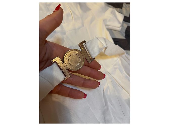 Vestido Versace Branco de Viscose e Nylon com Cinto Dourado Gold hardware - vista 15