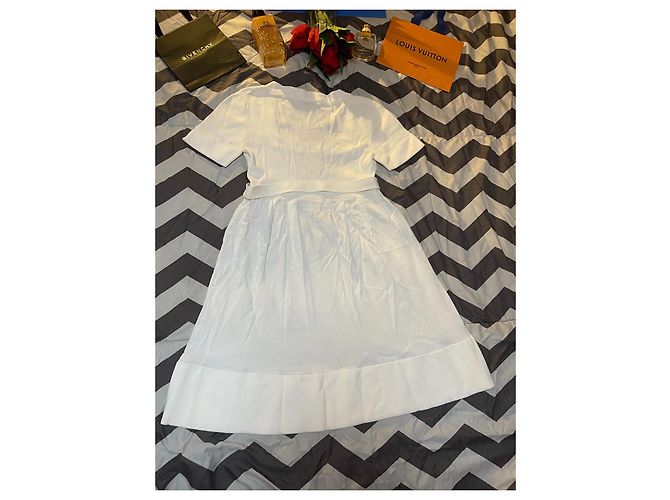 Vestido Versace Branco de Viscose e Nylon com Cinto Dourado Gold hardware - vista 16