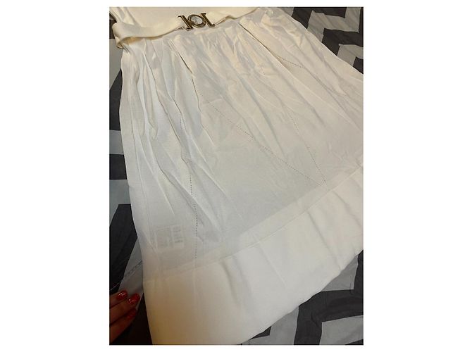 Vestido Versace Branco de Viscose e Nylon com Cinto Dourado Gold hardware - vista 4