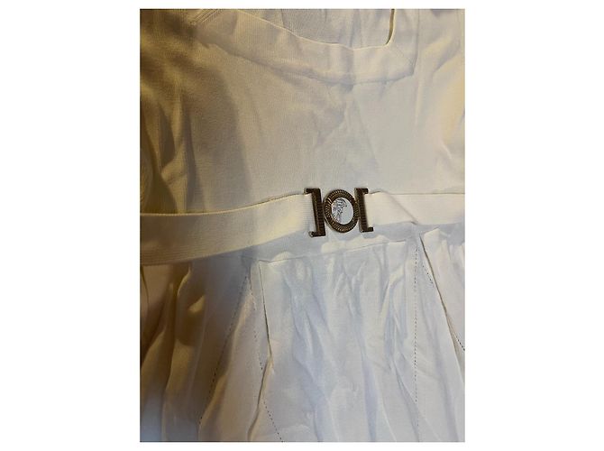 Vestido Versace Branco de Viscose e Nylon com Cinto Dourado Gold hardware - vista 5