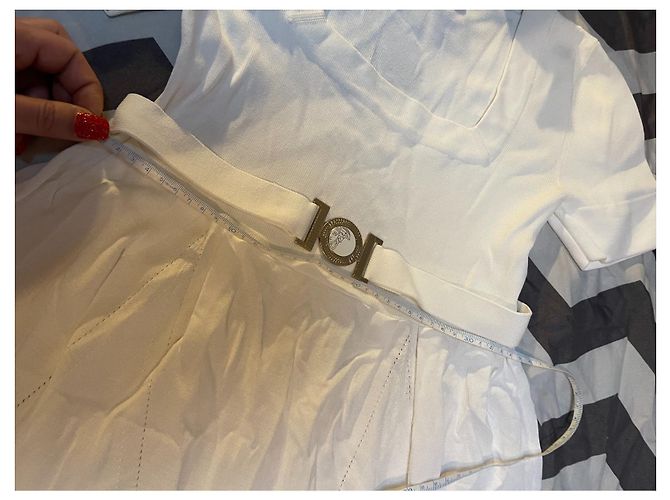 Vestido Versace Branco de Viscose e Nylon com Cinto Dourado Gold hardware - vista 9