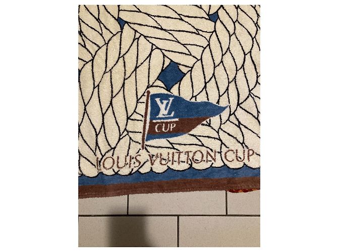 Toalla de baño de copa Louis Vuitton sublime y rara Castaño Azul Beige - vista 2