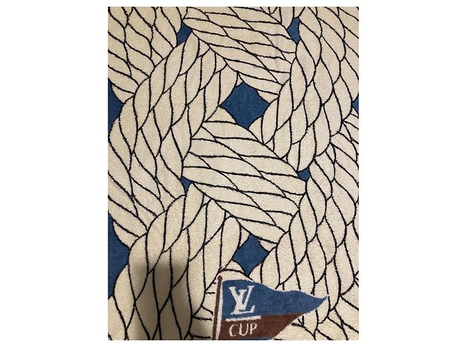 Toalla de baño de copa Louis Vuitton sublime y rara Castaño Azul Beige - vista 6