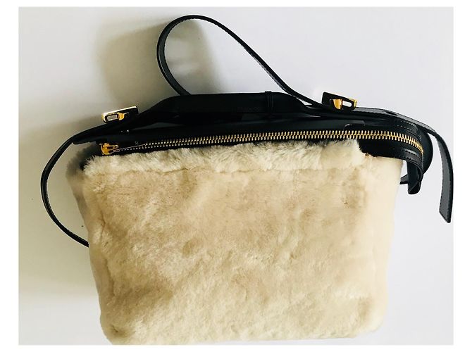 Sophie Hulme Borsa Bolt in pelle e montone Nero Gold hardware - vista 11