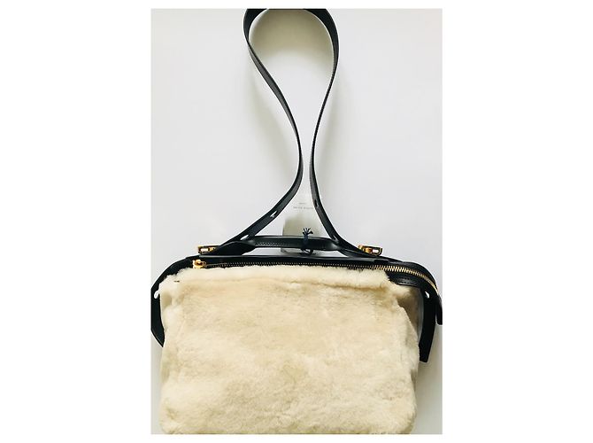 Sophie Hulme Borsa Bolt in pelle e montone Nero Gold hardware - vista 12