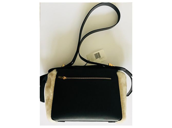 Sophie Hulme Borsa Bolt in pelle e montone Nero Gold hardware - vista 13