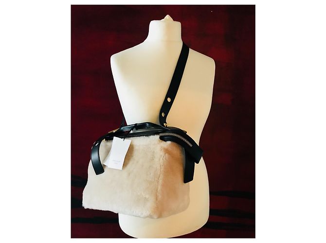 Sophie Hulme Borsa Bolt in pelle e montone Nero Gold hardware - vista 14
