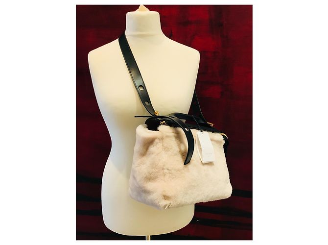 Sophie Hulme Borsa Bolt in pelle e montone Nero Gold hardware - vista 15