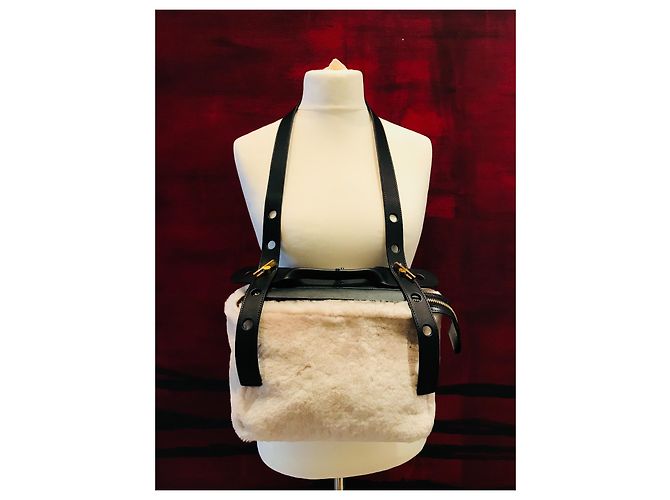 Sophie Hulme Borsa Bolt in pelle e montone Nero Gold hardware - vista 16