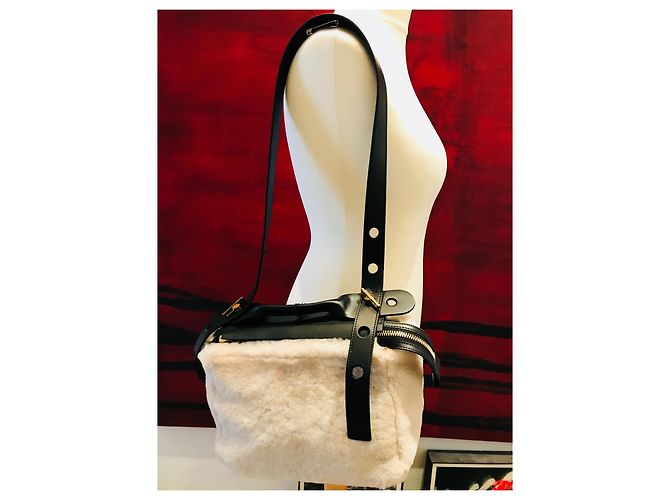 Sophie Hulme Borsa Bolt in pelle e montone Nero Gold hardware - vista 18