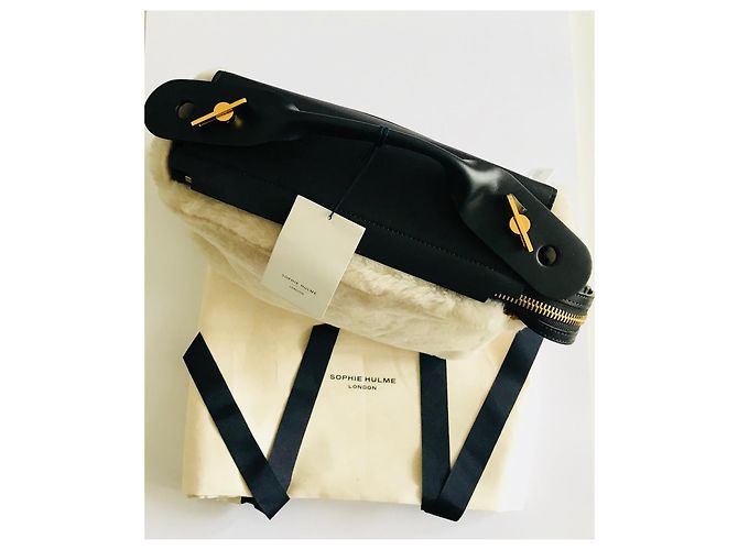 Sophie Hulme Borsa Bolt in pelle e montone Nero Gold hardware - vista 2