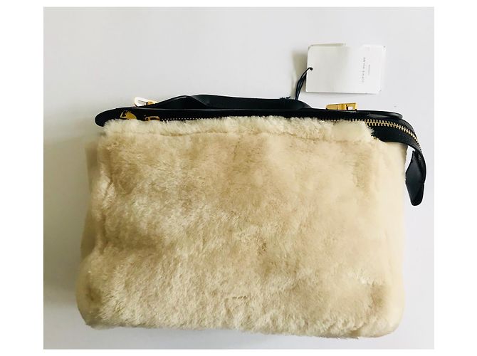 Sophie Hulme Borsa Bolt in pelle e montone Nero Gold hardware - vista 5