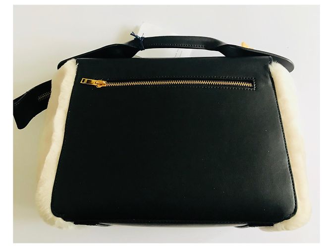 Sophie Hulme Borsa Bolt in pelle e montone Nero Gold hardware - vista 6