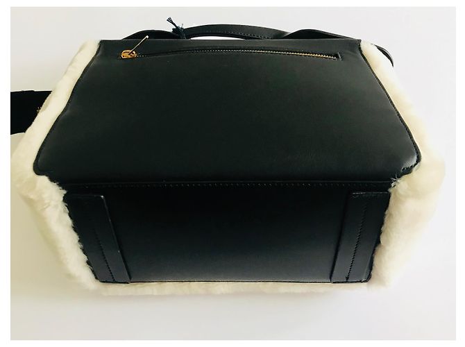 Sophie Hulme Borsa Bolt in pelle e montone Nero Gold hardware - vista 8