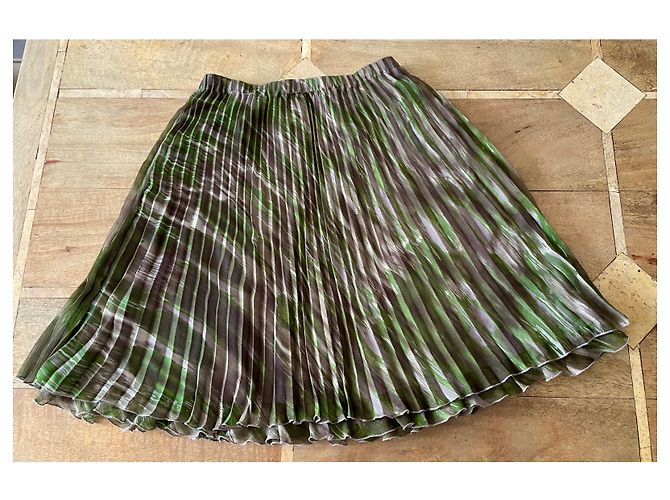 Falda Adolfo Dominguez Plisada Estampado verde sol y topo Talla 36 Gris pardo - vista 2