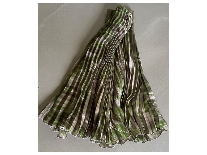 Falda Adolfo Dominguez Plisada Estampado verde sol y topo Talla 36 Gris pardo - vista 3