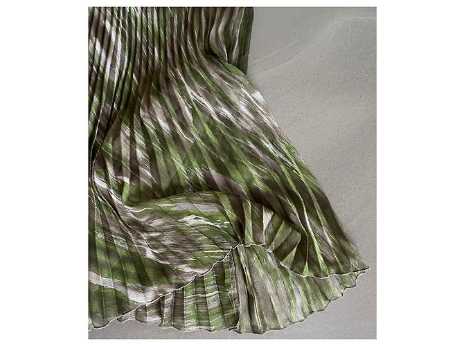 Falda Adolfo Dominguez Plisada Estampado verde sol y topo Talla 36 Gris pardo - vista 6