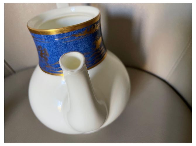 cafetière Cartier Bone China Or 24k "La Maison du Shogun" Blanc Bleu Doré - vue 13