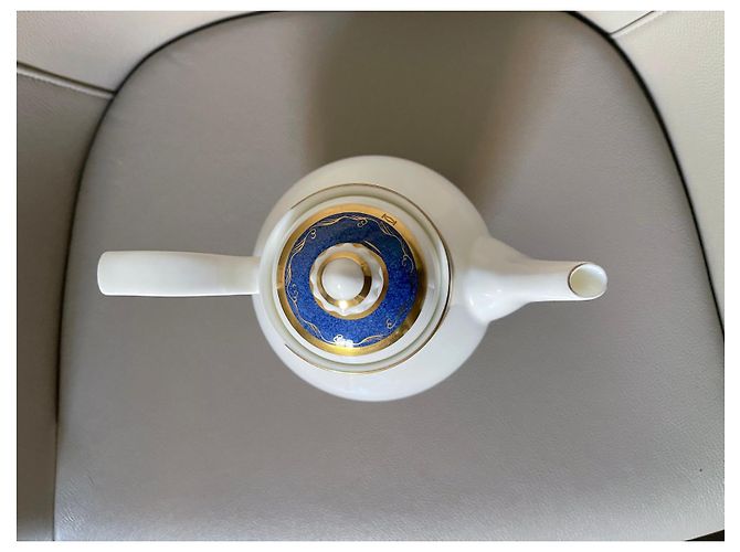 cafetière Cartier Bone China Or 24k "La Maison du Shogun" Blanc Bleu Doré - vue 15