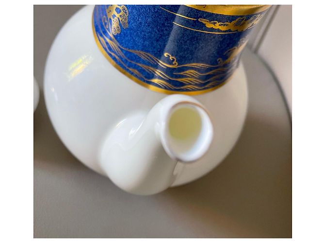 cafetière Cartier Bone China Or 24k "La Maison du Shogun" Blanc Bleu Doré - vue 19
