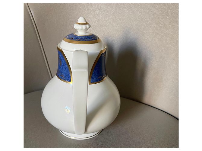cafetière Cartier Bone China Or 24k "La Maison du Shogun" Blanc Bleu Doré - vue 4