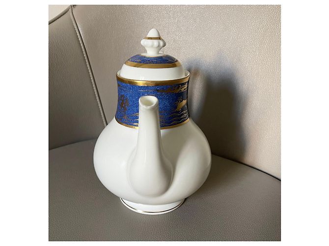 cafetière Cartier Bone China Or 24k "La Maison du Shogun" Blanc Bleu Doré - vue 6