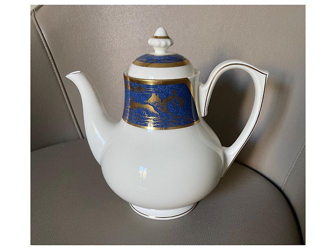 cafetière Cartier Bone China Or 24k "La Maison du Shogun" Blanc Bleu Doré - vue 7