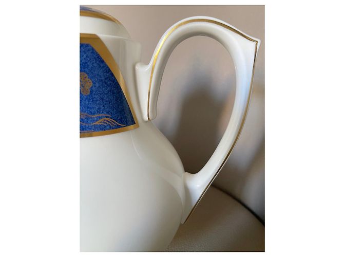 cafetière Cartier Bone China Or 24k "La Maison du Shogun" Blanc Bleu Doré - vue 8