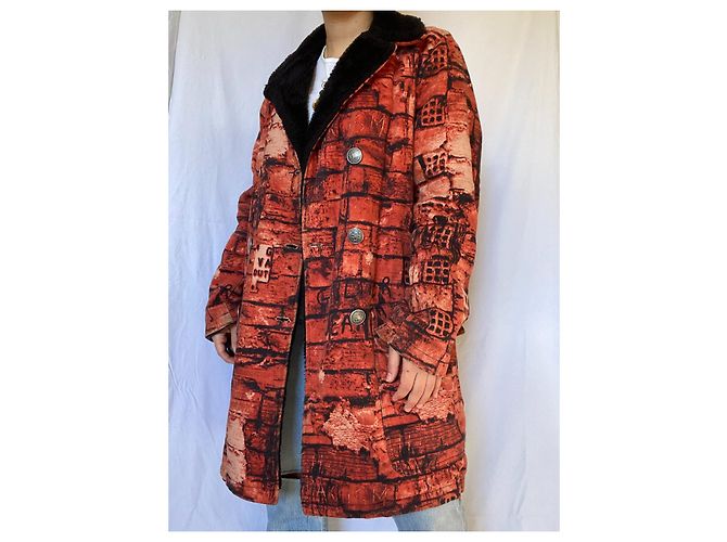 Giacca Jean Paul Gaultier in cotone nero e arancione - vista 5
