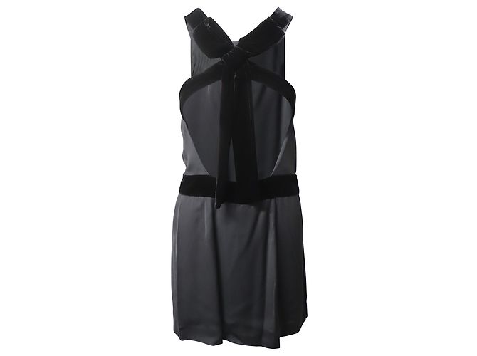 Rotes rückenfreies Minikleid von Valentino mit Samtschleife aus grauem Polyester - Ansicht 2