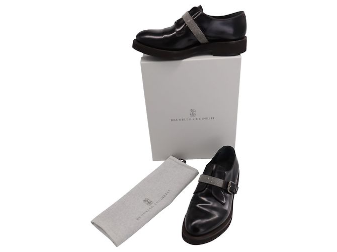 Brunello Cucinelli Oxford Shoes with Buckle in Brown Leather - vue 10