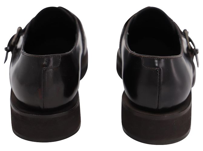 Brunello Cucinelli Oxford Shoes with Buckle in Brown Leather - vue 4