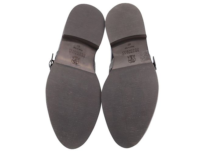 Brunello Cucinelli Oxford Shoes with Buckle in Brown Leather - vue 6