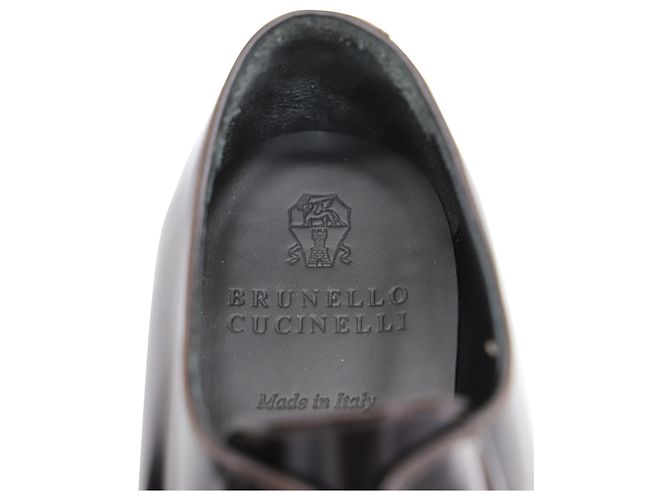 Brunello Cucinelli Oxford Shoes with Buckle in Brown Leather - vue 9