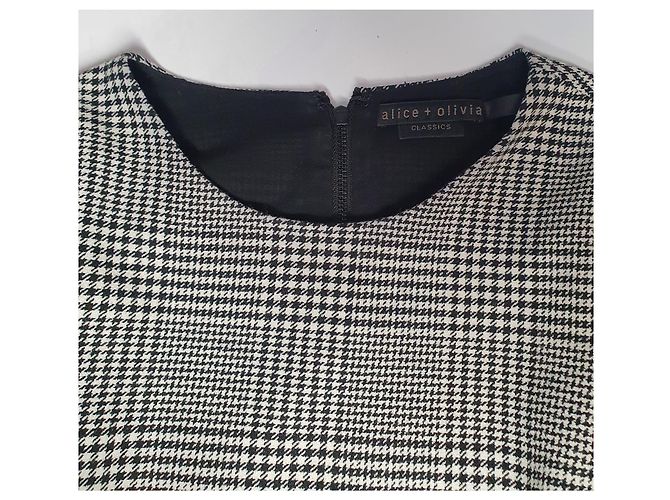 Alice + Olivia Hahnentritt Kleid Schwarz Weiß - Ansicht 4