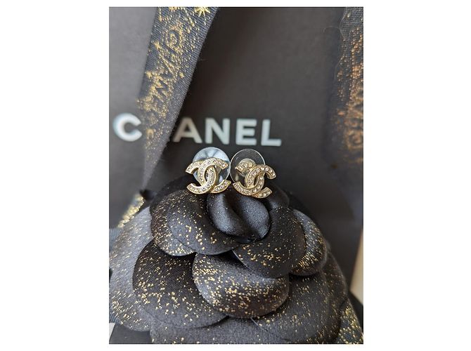 Chanel CC F16V Logo GHW Orecchini di cristallo classici senza tempo D'oro - vista 12